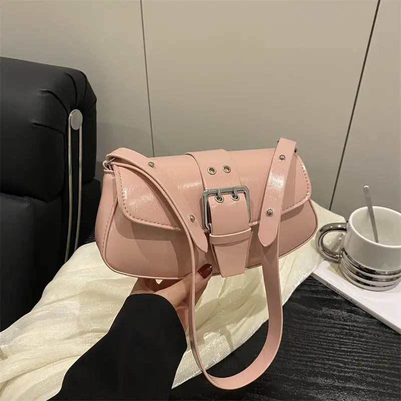 Pink Leather Crossbody Bag