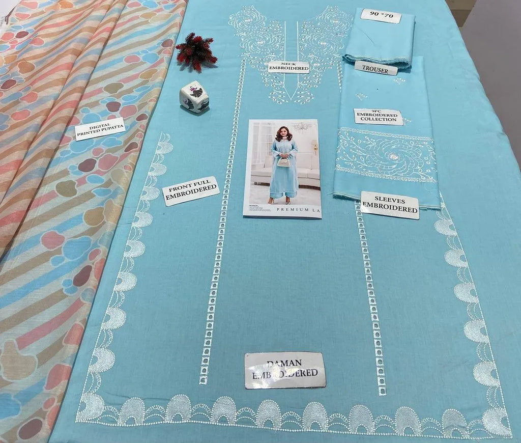 Light Blue Embroidered Kurta Set
