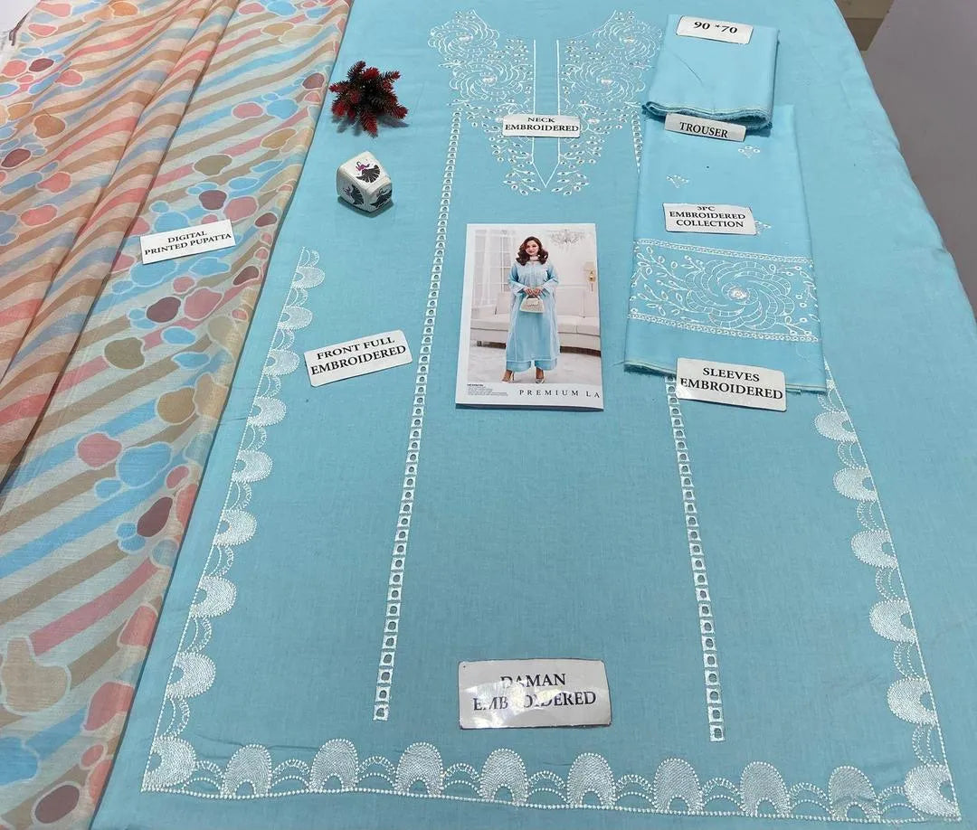 Light Blue Embroidered Kurta Set