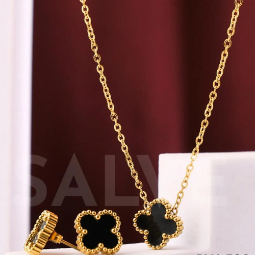 Black Clover Jewellery Set Gold Tones