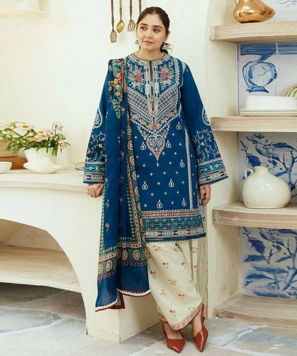 Blue Embroidered Kurta Set