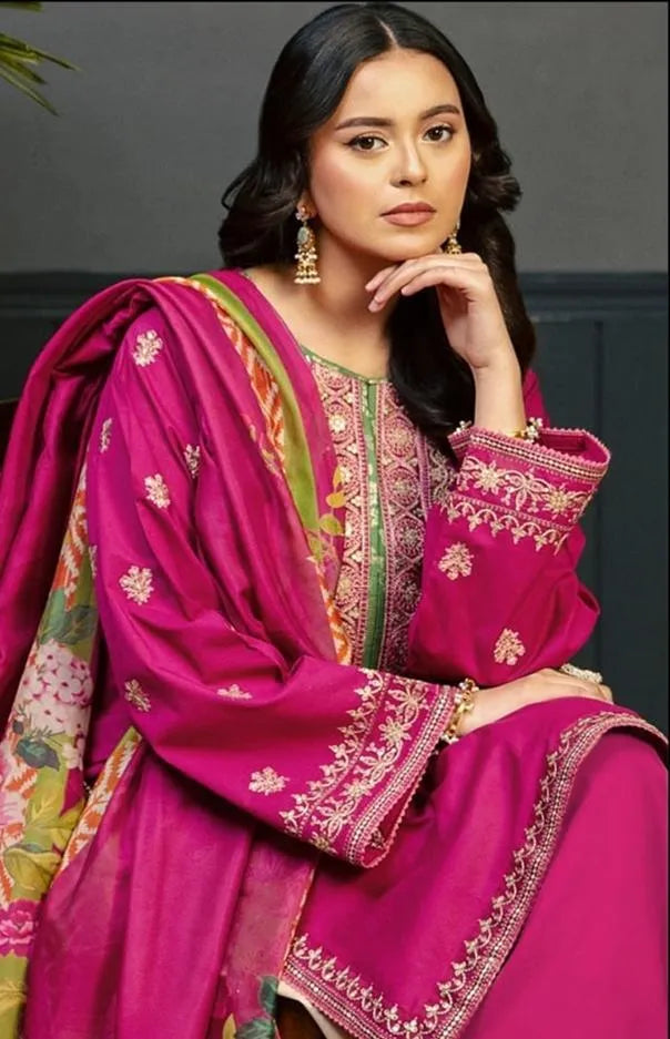 Pink Embroidered 3-Piece