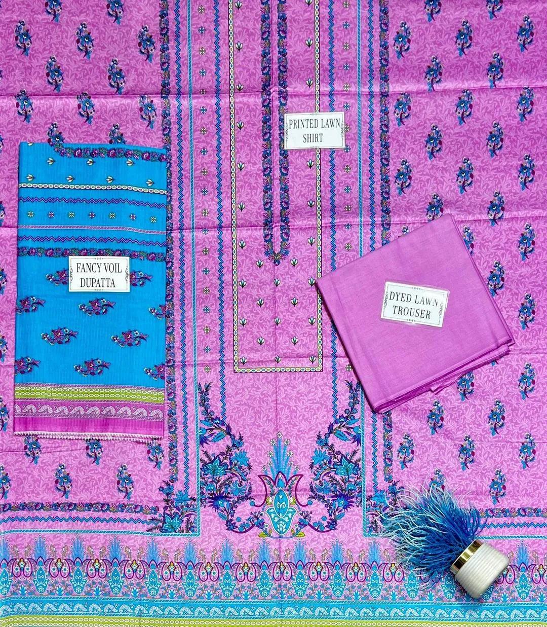 Pink Printed Lawn 3-Piece