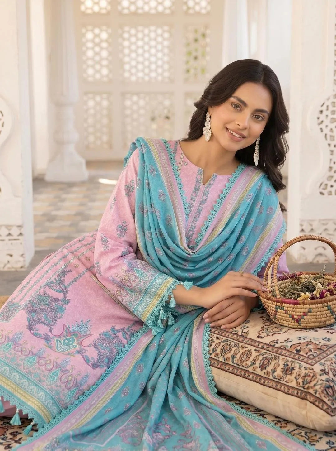 Pink Printed Lawn 3-Piece