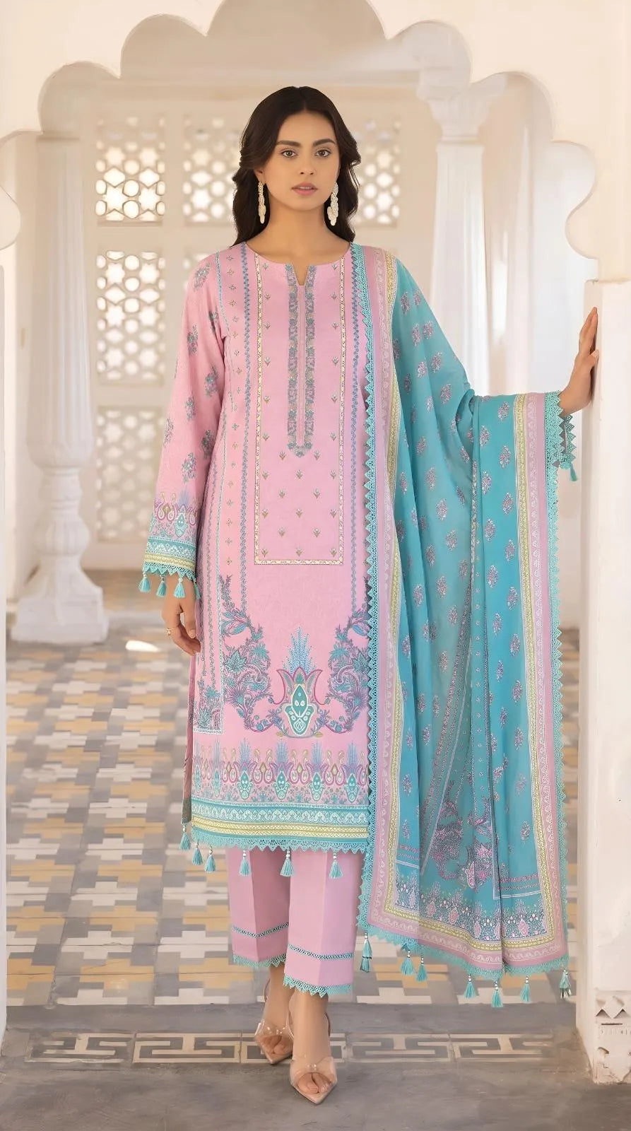 Pink Printed Lawn 3-Piece
